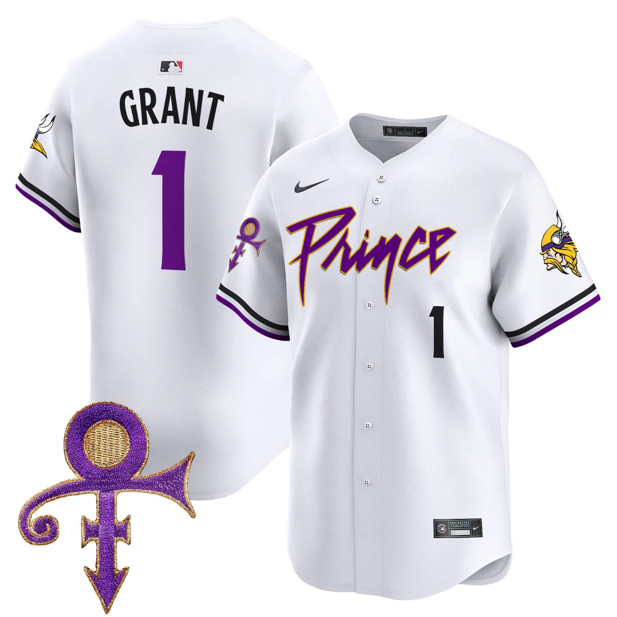 Men Minnesota Vikings 1 Grant White 2024 Nike Prince Patch Vapor Premier Limited NFL Jersey
